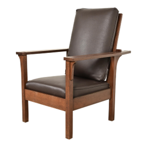 Lifetime Furniture Antique Mission Oak Arts & Crafts Open Arm Reclining Morris Lounge Chair, Circa 1910
