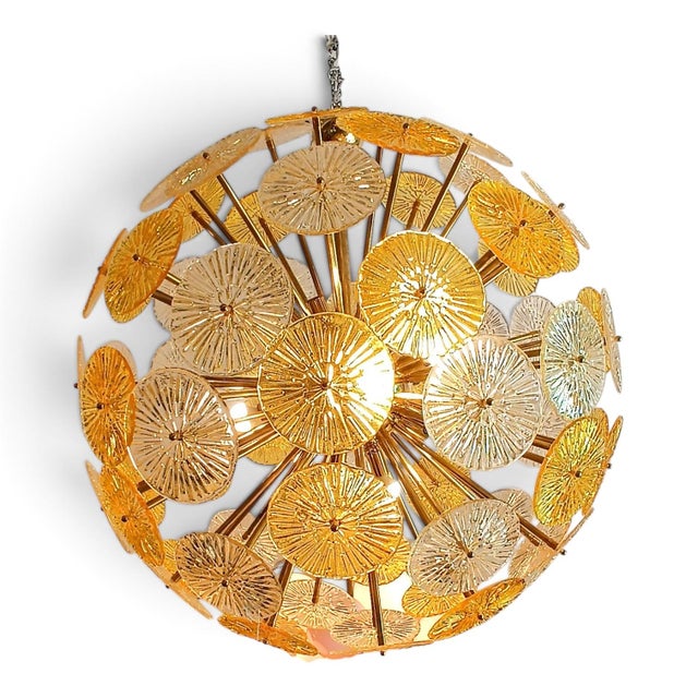 Sputnik Lamp with Golden Murano Glass Discs, 1950s For Sale - Image 4 of 4