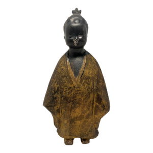 1960's Japanese Okimono Selflessness Child Cast Iron Gilded Figurine