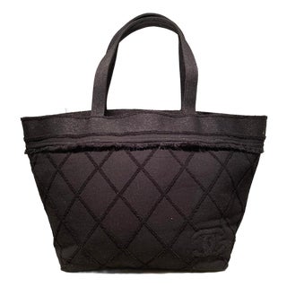 Chanel Black Canvas Raw Edge Tote Bag For Sale