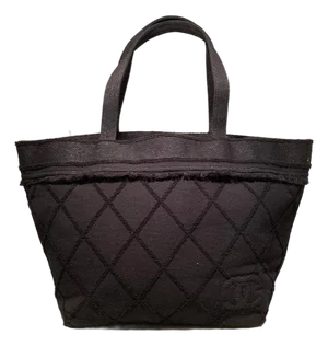 Chanel Black Canvas Raw Edge Tote Bag