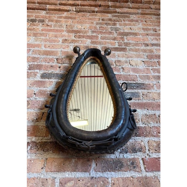Antique Repurposed Leather Horse Collar Mirror For Sale - Image 12 of 12