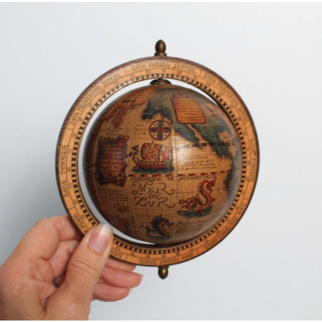 Brown Vintage Italian World Desk Globe For Sale - Image 8 of 15