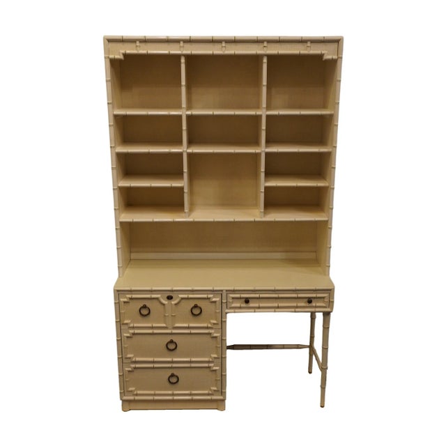 Drexel Drexel Furniture Kensington Collection Cream Painted 46" Writing Desk W. Bookcase Hutch 702-300-4 - 374 Finish For Sale - Image 4 of 12