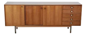 Sideboard in Walnut Wood with Metal Feet in the Style of George Nelson, 1960s