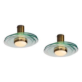 Brass and Glass 2079 Ceiling Lamp by Max Ingrand for Fontana Arte, Italy, 1960s For Sale