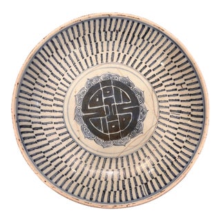Antique Chinese Blue White Porcelain Longevity Shou Plate Dish For Sale