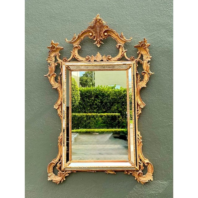 Rococo Vintage LaBarge Gilt Carved Wood Mirror For Sale - Image 3 of 12