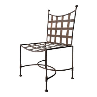 Vintage Rustic Iron Garden Side Chair For Sale