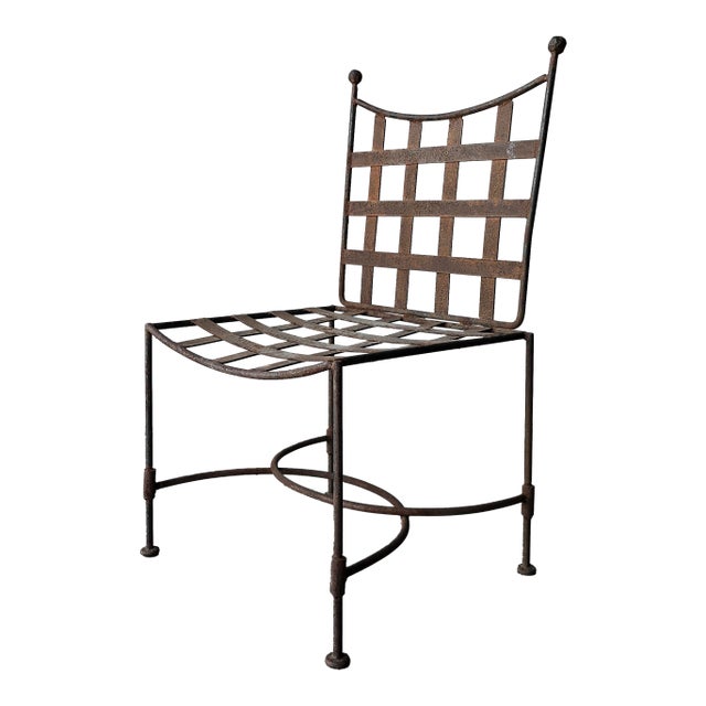 Vintage Rustic Iron Garden Side Chair For Sale