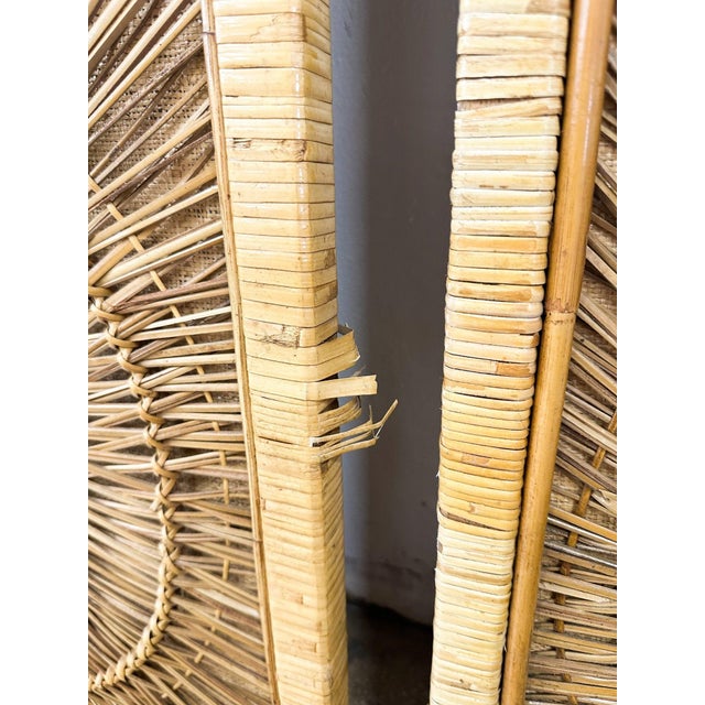1970s Sunburst Rattan Mirror Panels - Set of 2 For Sale In Miami - Image 6 of 7