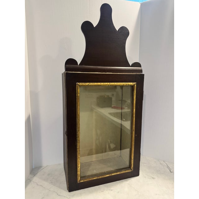 American Antique Hanging Cabinet With Pediment For Sale - Image 3 of 11