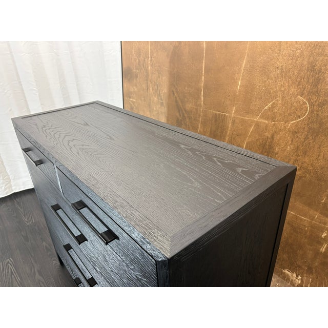 Rh French Contemporary 5-Drawer Dresser Black Oak | Satin Bronze Hardware | Designed by Van Thiels For Sale - Image 11 of 18