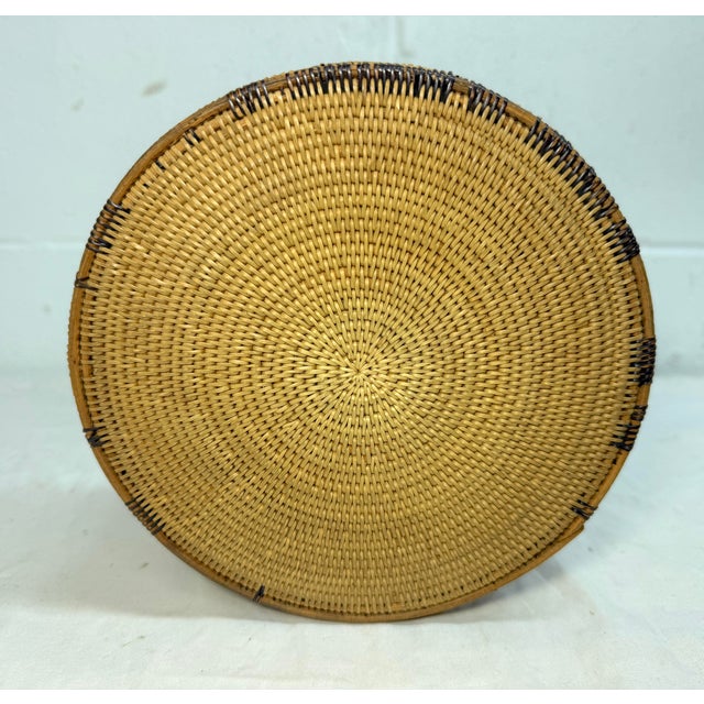 Antique 19th Century Native American Pima Hand Woven Wicker Lidded Basket Indian For Sale - Image 13 of 13