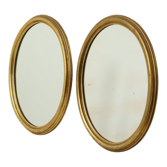 Oval Gold-Leaf Mirrors, France, 20th Century, Set of 2 For Sale - Image 3 of 18