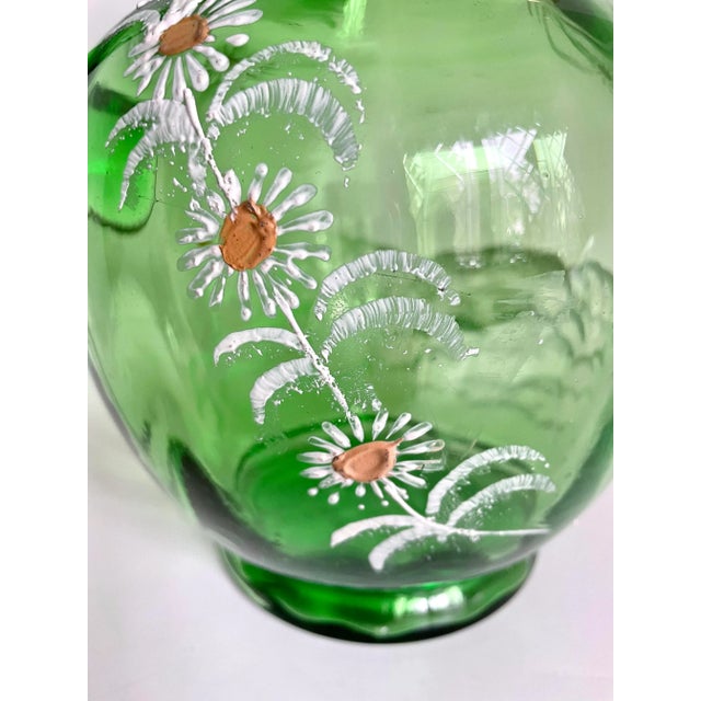 Glass Early 20th Century Depression Era Handblown Green Glass Pitcher For Sale - Image 7 of 13