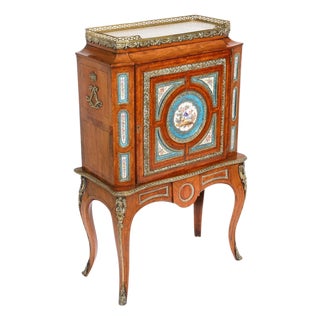 Antique French Ormolu Pier Cabinet with Sevres Plaques, 19th Century For Sale