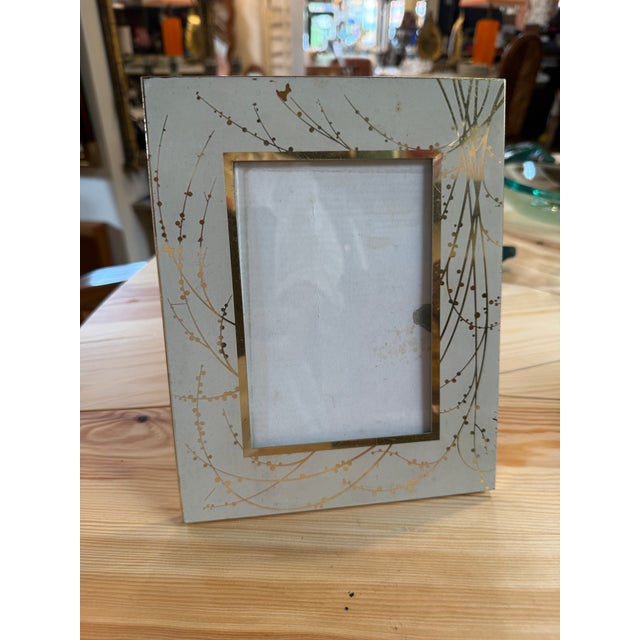 Vintage Italian Painted Glass Picture Frame With Gilt Botanical Motif, 1950s For Sale - Image 4 of 5