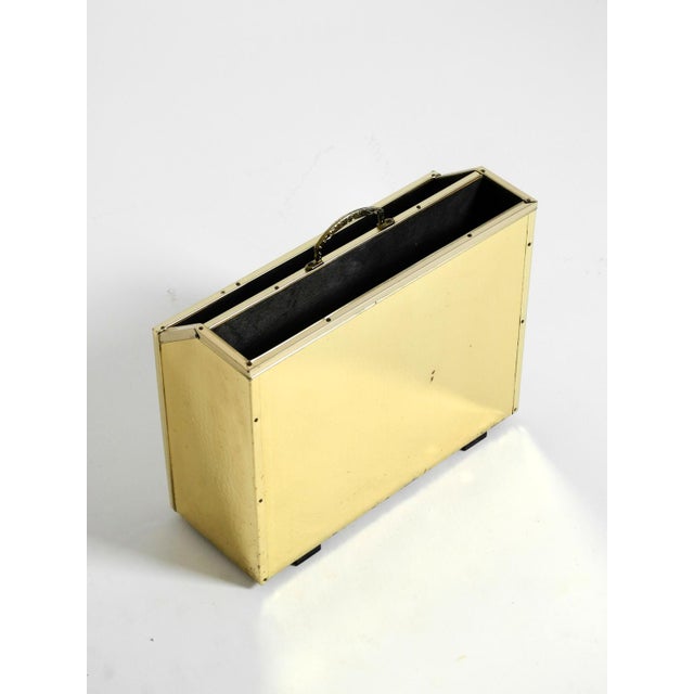 Hollywood Regency Newspaper Rack in Brass and Wood, 1980s For Sale - Image 14 of 18