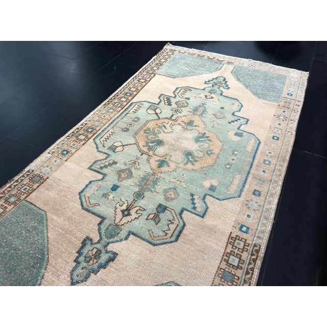 Boho Chic Vintage Medallion Design Faded Turkish Peach Color Rug For Sale - Image 3 of 11