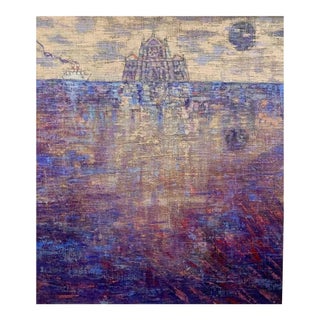 Giampaolo Talani "Cathedral Marina" Oil on Board, Seascape With Cathedral Vision, Tuscan Contemporary Art by Italian Master For Sale
