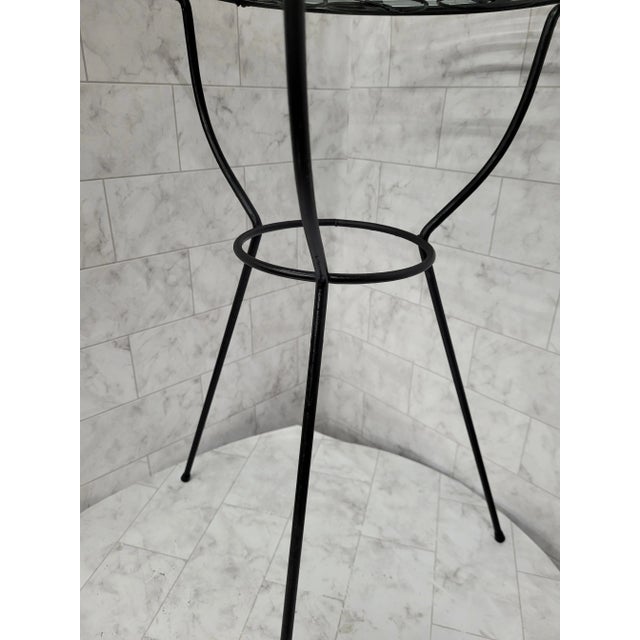 Vintage Atomic Mid Century Modern Black Iron Metal Round Accent Table For Sale - Image 10 of 11