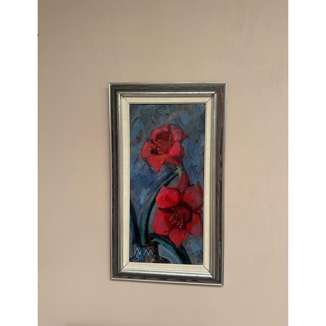 Bertil Wahlberg, Red Flowers, 1950s, Oil on Canvas, Framed For Sale - Image 18 of 18