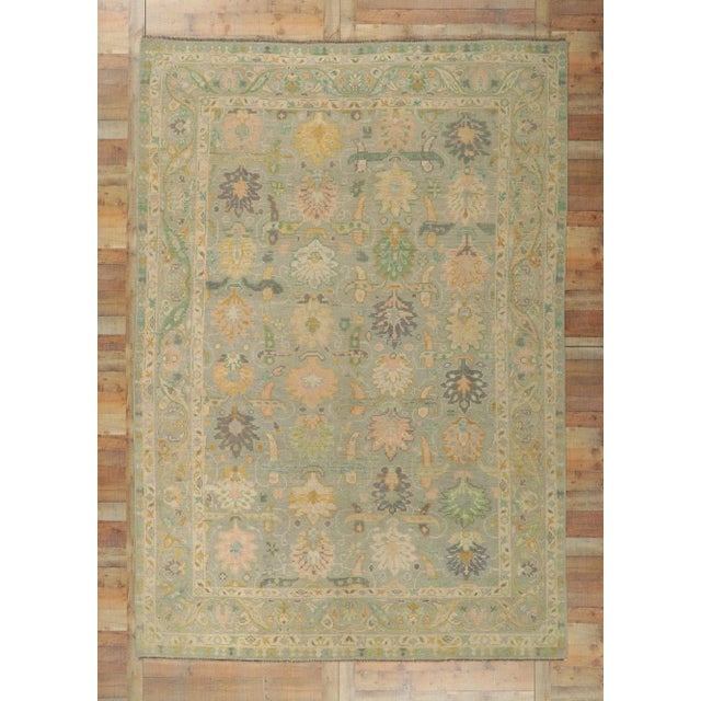 Vintage Colorful Gray Modern Oushak Rug - 08'09 X 12'08 For Sale - Image 9 of 9