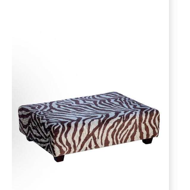 Late 20th Century Oversized Rrectangular Ottoman in Clarence House Italian Zebra Velvet For Sale In Los Angeles - Image 6 of 8