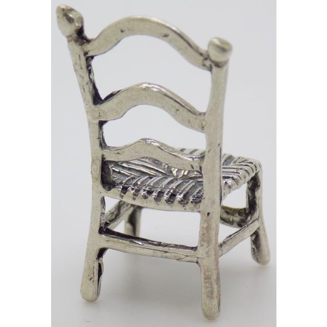 1970s Vintage Italian Handmade Genuine Silver Chair Dollhouse Miniature From Tuscany, 1970s Solid 800 Silver Miniature Furniture and Decor For Sale - Image 5 of 10