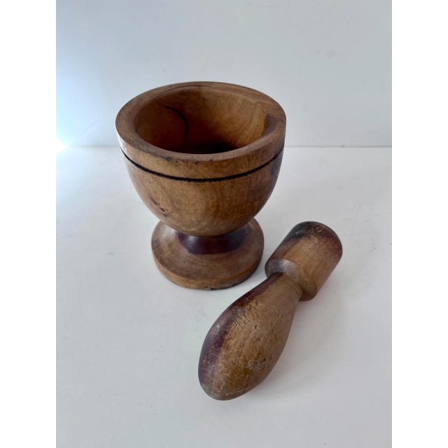 Early 20th Century Hand Crafted Wooden Mortar and Pestle For Sale - Image 5 of 7