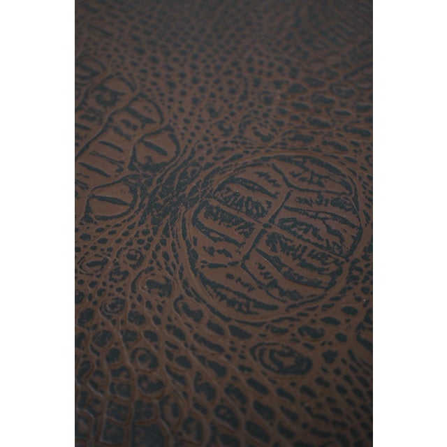 Pair of Faux Leather Mahogany Stools For Sale - Image 11 of 16