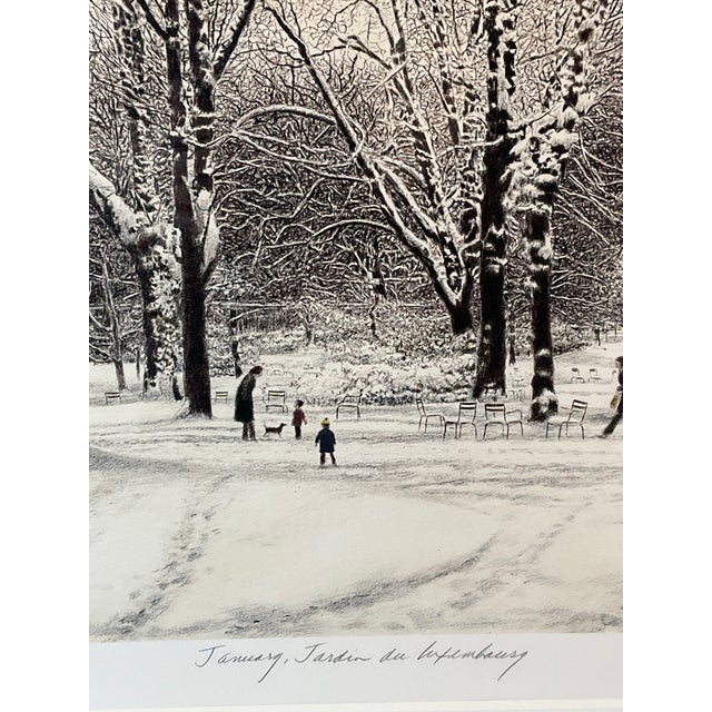 1980s 1980s Harold Altman Signed Limited Edition Etching “January, Jardin Du Luxembourg” For Sale - Image 5 of 9