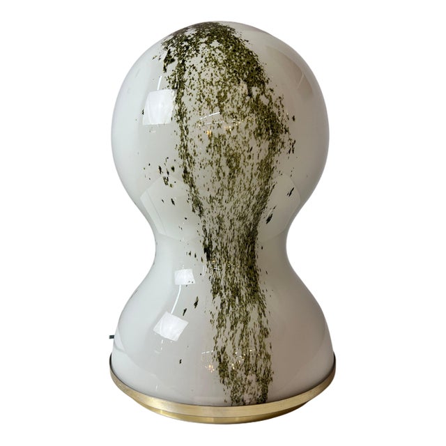 Green and White Glass Table Lamp from Doria For Sale