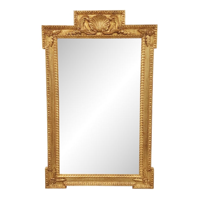 Vintage Giltwood Mirror With Seashell Motif For Sale