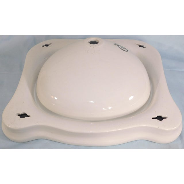 Antique Thomas Maddock's Sons Co. "Durock" Vitreous China Top-Mount (Drop-In) / Console Sink For Sale - Image 16 of 18