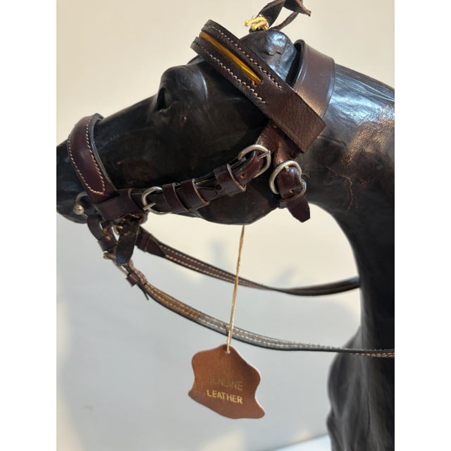 Brown Monumental Leather Horse Sculpture With Western Saddle — Ranch Modern Equestrian Decor For Sale - Image 8 of 12