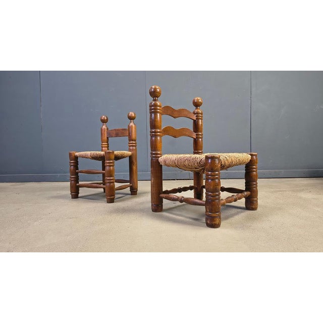 Rustic Brutalist Children Chairs attributed to Charles Dudouyt, 1960s, Set of 2 For Sale - Image 3 of 10