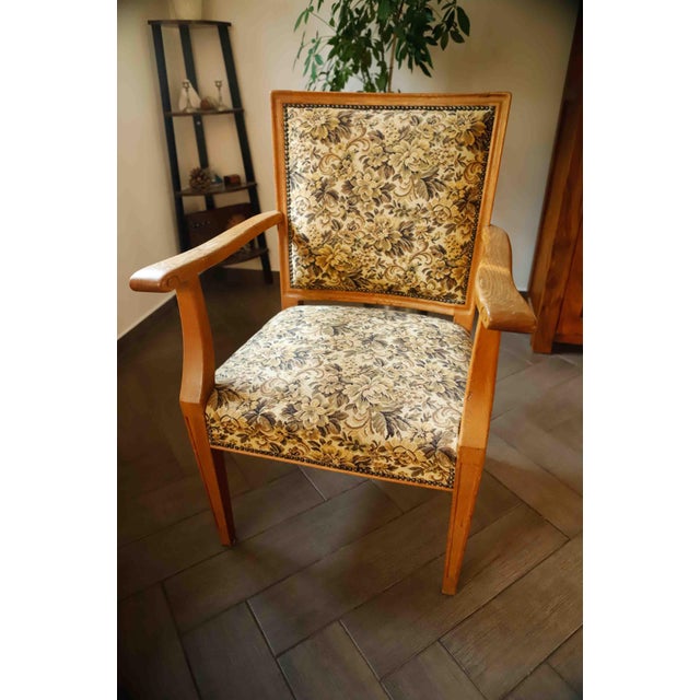 Vintage Salon Lounge Chair with Floral Tapestry Upholstery, 1940s For Sale - Image 11 of 15
