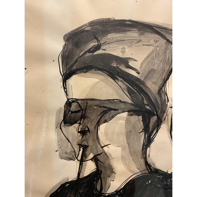 Mid-Century Modern Arnold Mesches Watercolor Original Painting Carnival Performer With Birds 1961 Art For Sale - Image 3 of 10