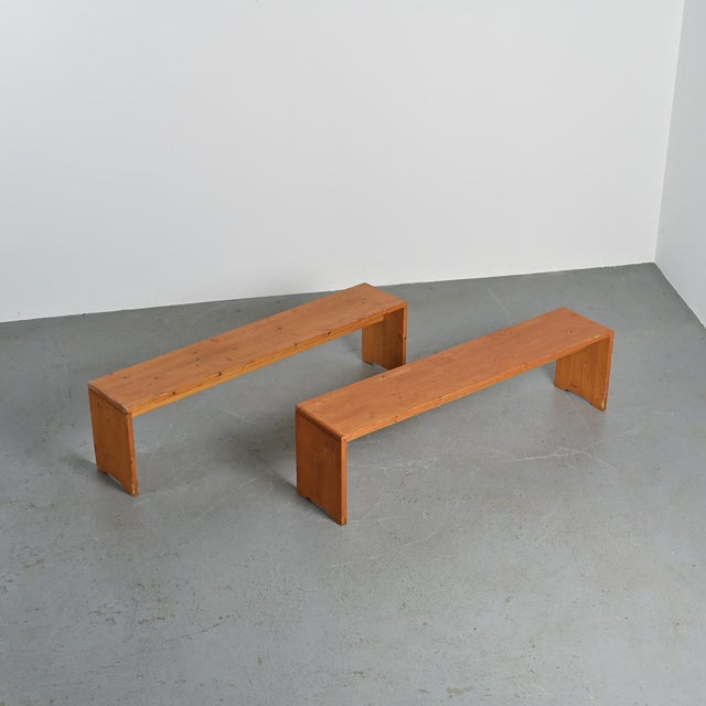 Mid-Century Modern Pine Benches, France, 1975, Set of 2 For Sale - Image 3 of 12