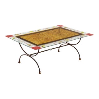 Vintage Murano Glass Topped Coffee Table For Sale