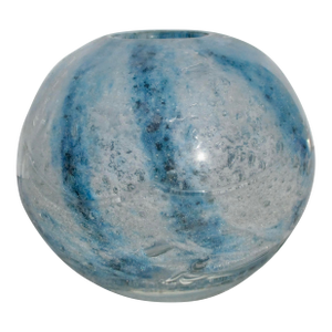 Blue Art Glass Globe Vase Biot France