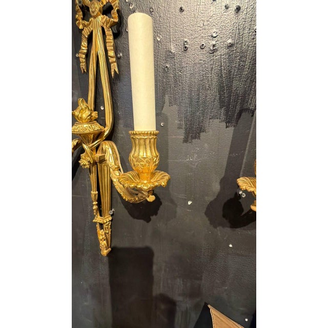 Bronze 1930 French Bronze Sconces With 2 Lights - a Pair For Sale - Image 8 of 8