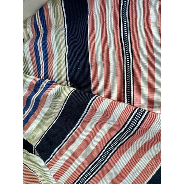 Late 20th Century Vintage Handwoven Striped Throw Blanket With Fringe, Viscose & Cotton For Sale - Image 5 of 7