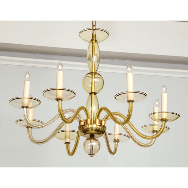 Eight-Arm Amber-Colored Murano Glass Chandelier For Sale - Image 10 of 10