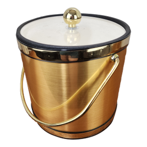 Vintage Mid 20th Century Coppertone Ice Bucket With Clear Acrylic and Gold Brass Details
