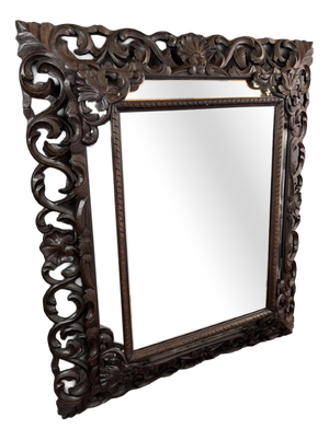 Large 19th Century Baroque Carved Wooden Mirror