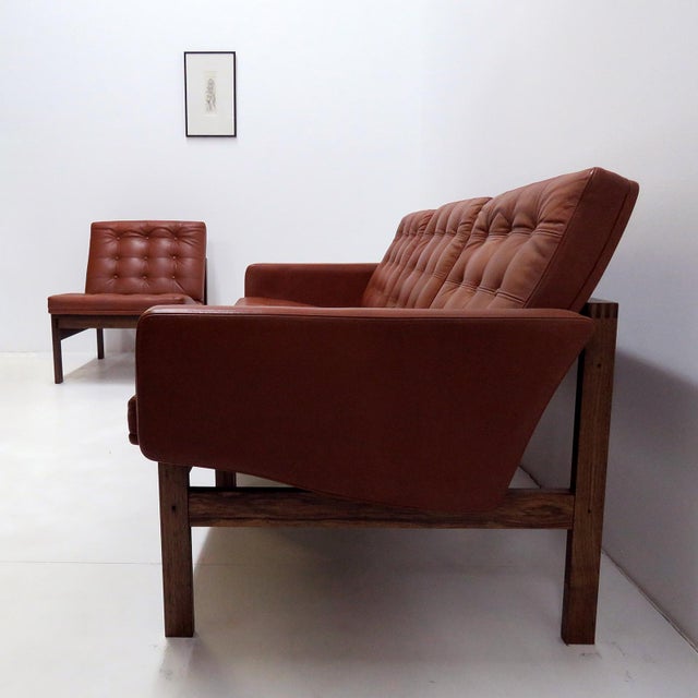 Ole Gjerlov-Knudsen & Torben Lind ‘Moduline’ Leather Seating Set, 1962 For Sale In Los Angeles - Image 6 of 10