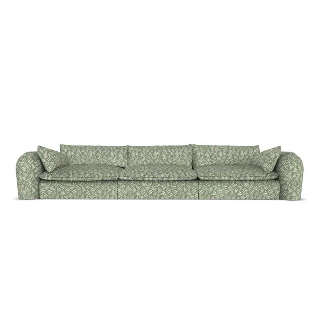 Modern Comfy Sofa in Seafoam Fabric by Collector For Sale - Image 6 of 6